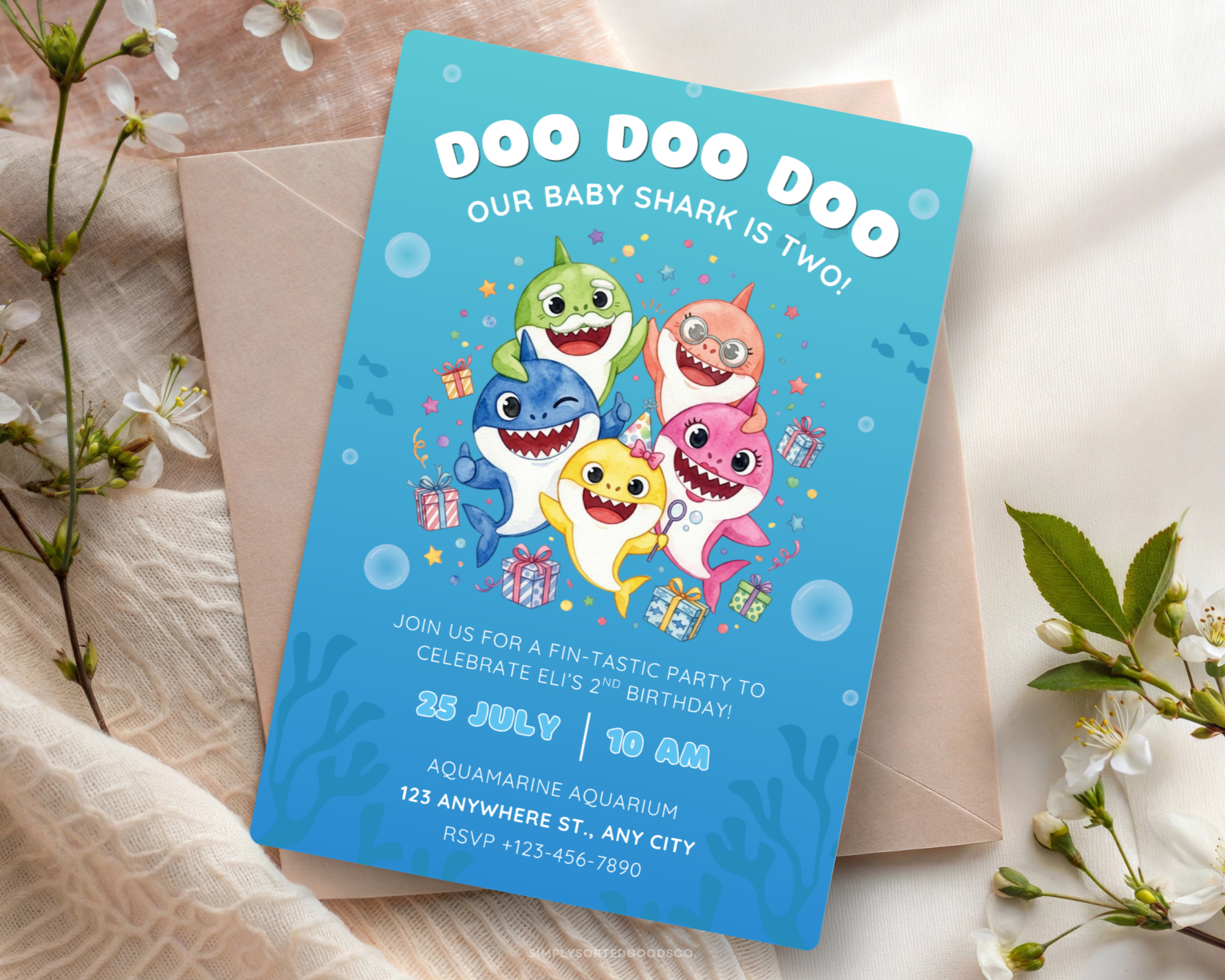 Baby Shark Digital Birthday Invitation