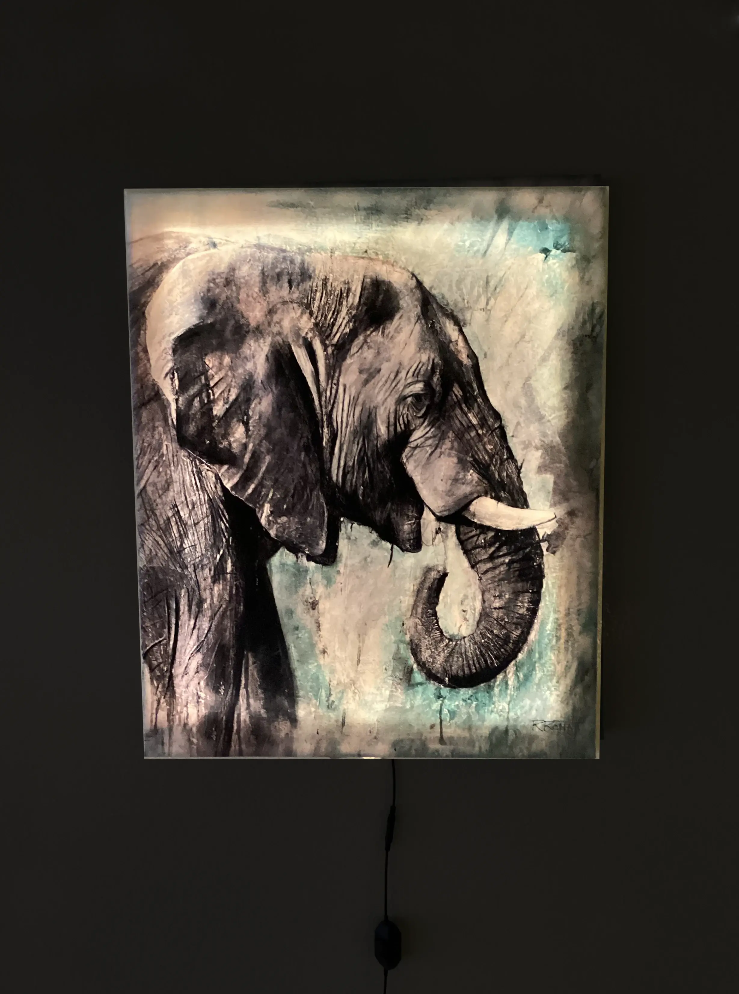 African Elephant Light Box 24"x30"