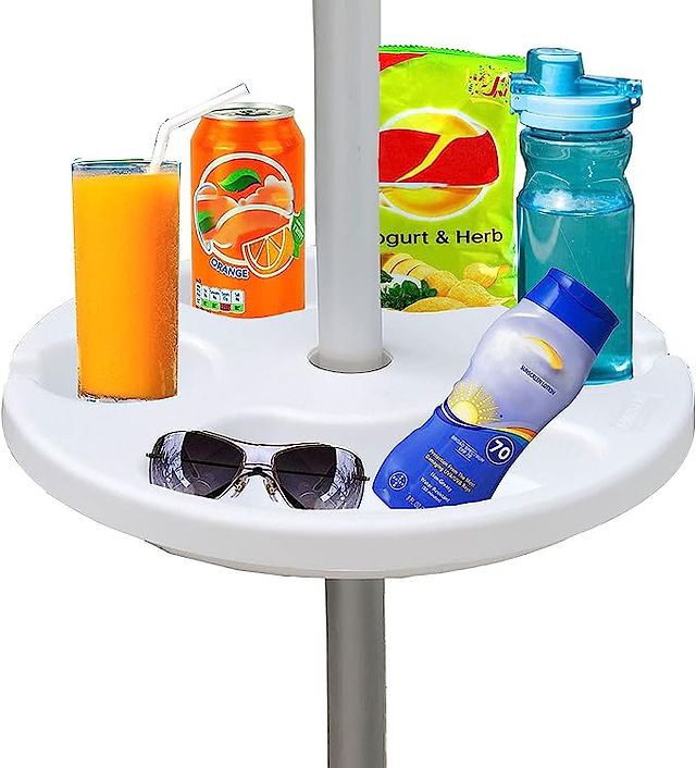 Beach umbrella table tray