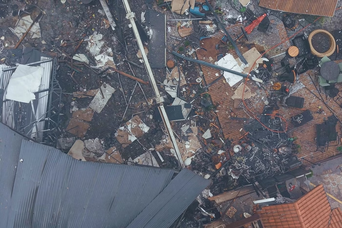 imagem aérea do local da queda