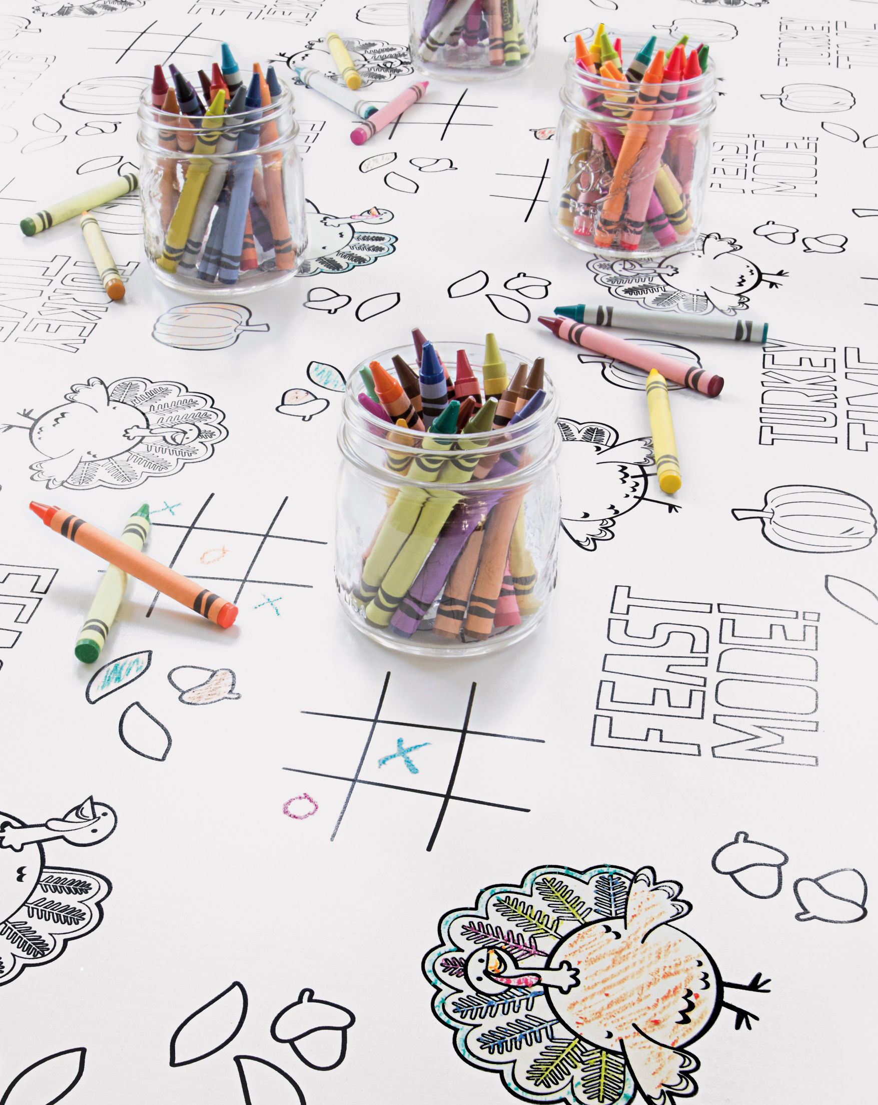 Color Your Turkey Thanksgiving Kids Party Paper Activity Table Cloth 54" x 84"