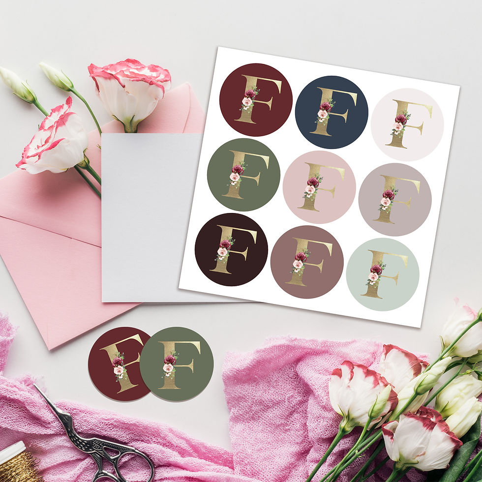 Thumbnail: Monogram Stickers| Gold Foil | Initial Envelope Seals Letter F | 9 Chic