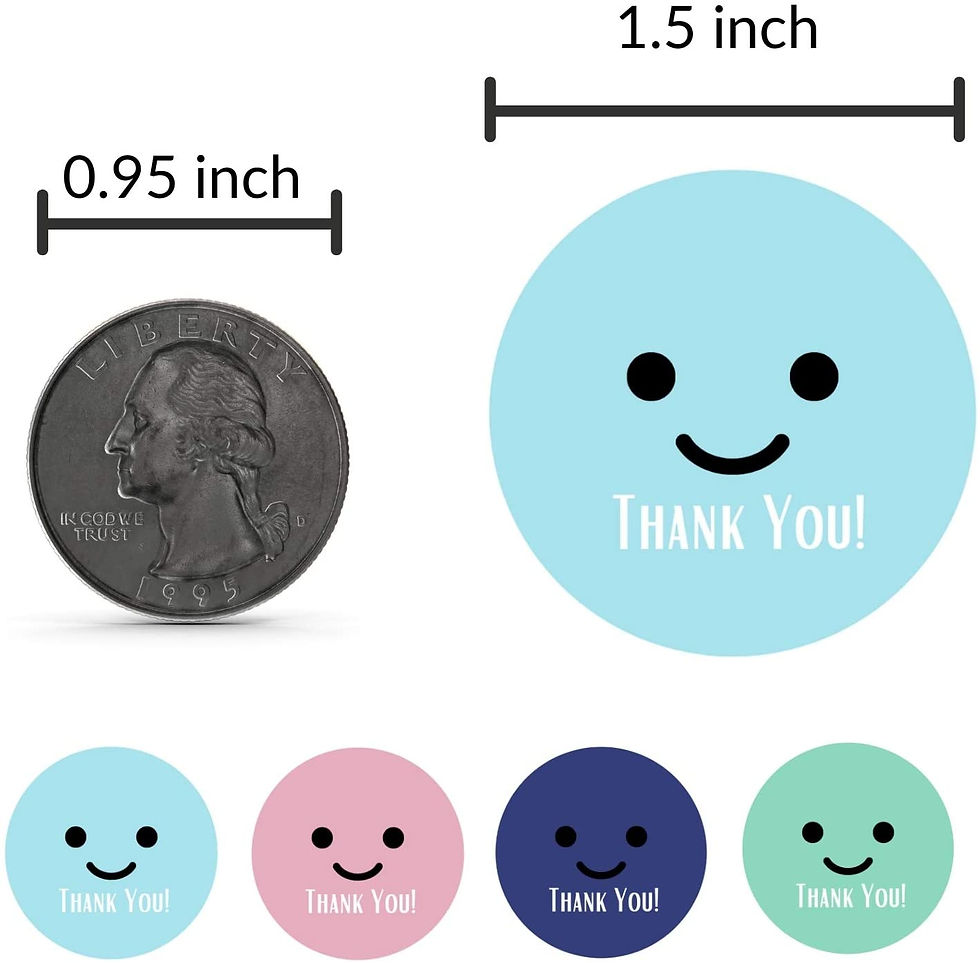 Thumbnail: Thank You Stickers Roll | Happy Smiley Faces | 1.5'' | 500 Labels