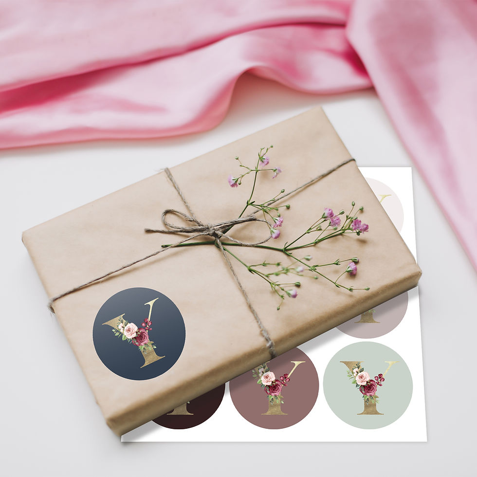 Thumbnail: Monogram Stickers| Gold Foil | Initial Envelope Seals Letter Y | 9 Chic Color