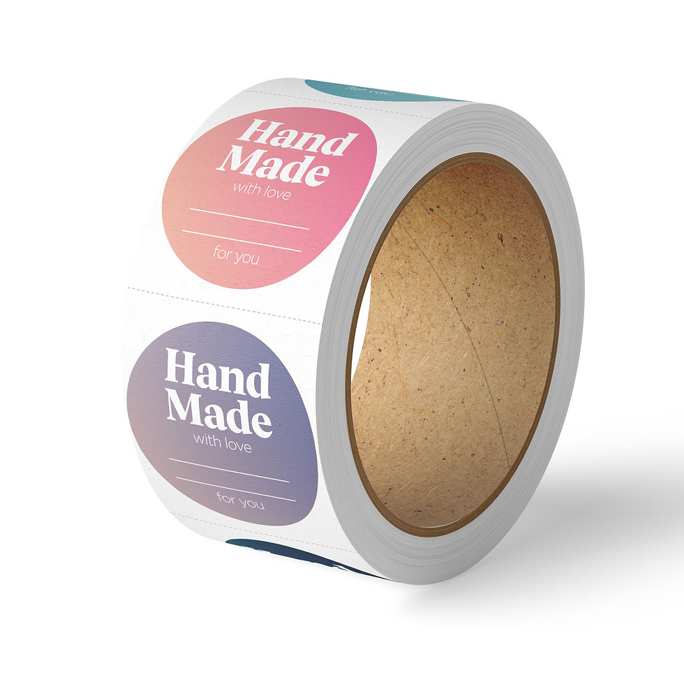 Thumbnail: Handmade with Love Labels Roll | Colorful Gradient Design | 2 inch Round Cut