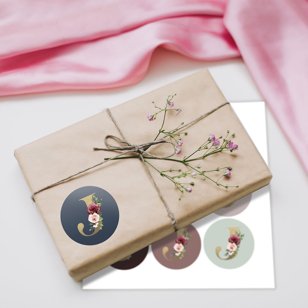 Thumbnail: Monogram Stickers| Gold Foil | Initial Envelope Seals Letter J | 9 Chic