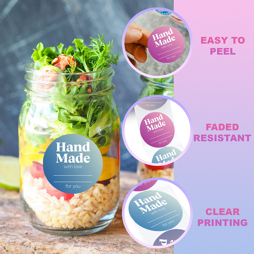 Thumbnail: Handmade with Love Labels Roll | Colorful Gradient Design | 2 inch Round Cut