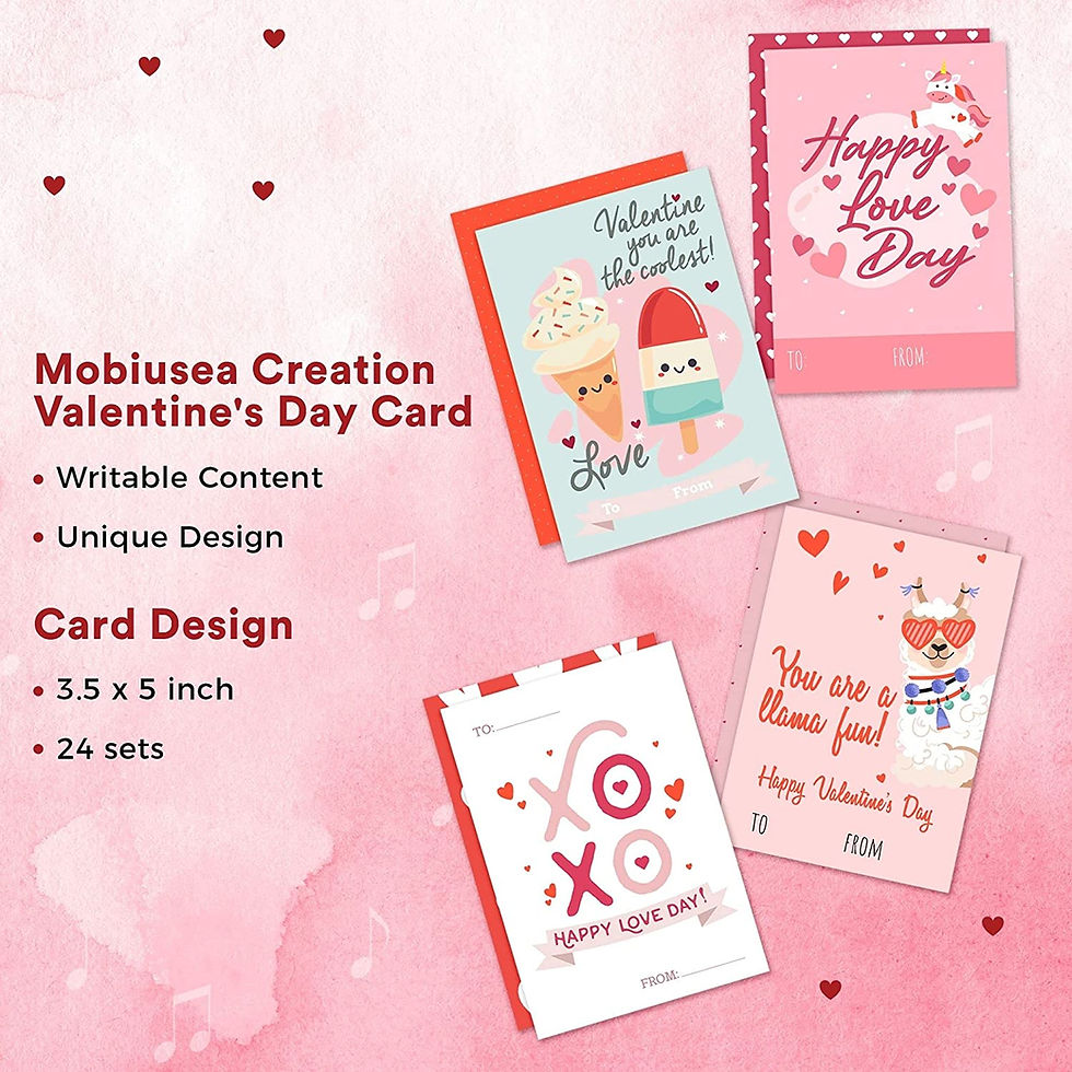 Thumbnail: Mobiusea Creation Valentines Cards for Kids | 24 Cards with Envelopes | 3.5"x 5"