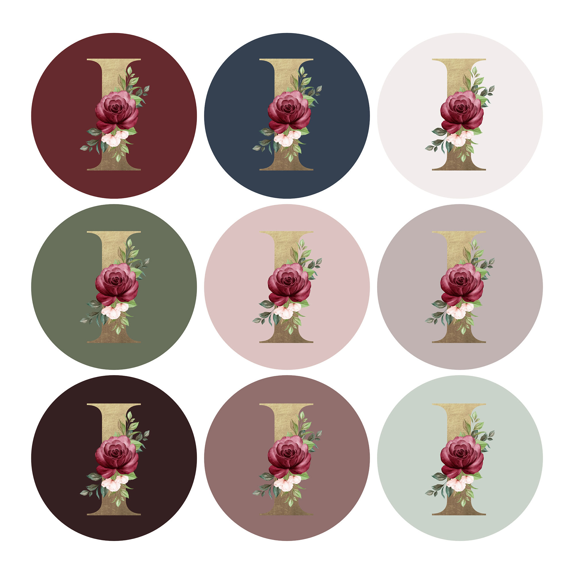 Monogram Stickers| Gold Foil | Initial Envelope Seals Letter I | 9 Chic