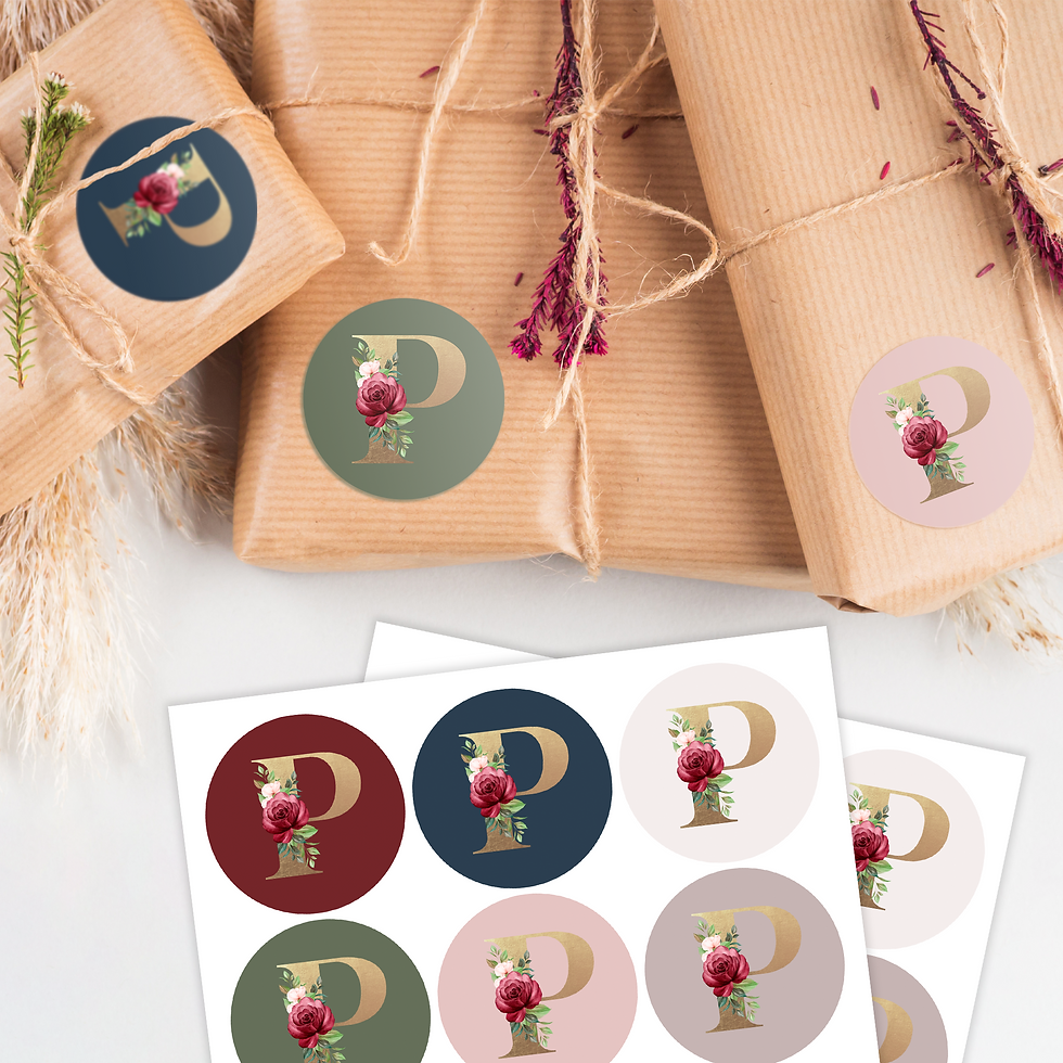 Thumbnail: Monogram Stickers| Gold Foil | Initial Envelope Seals Letter P | 9 Chic