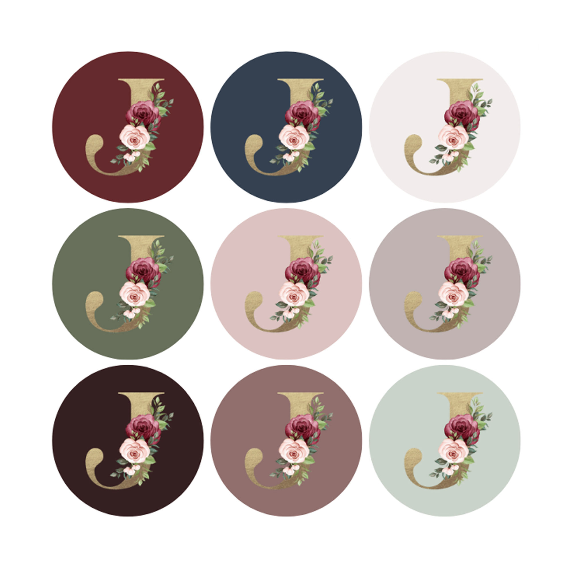 Monogram Stickers| Gold Foil | Initial Envelope Seals Letter J | 9 Chic