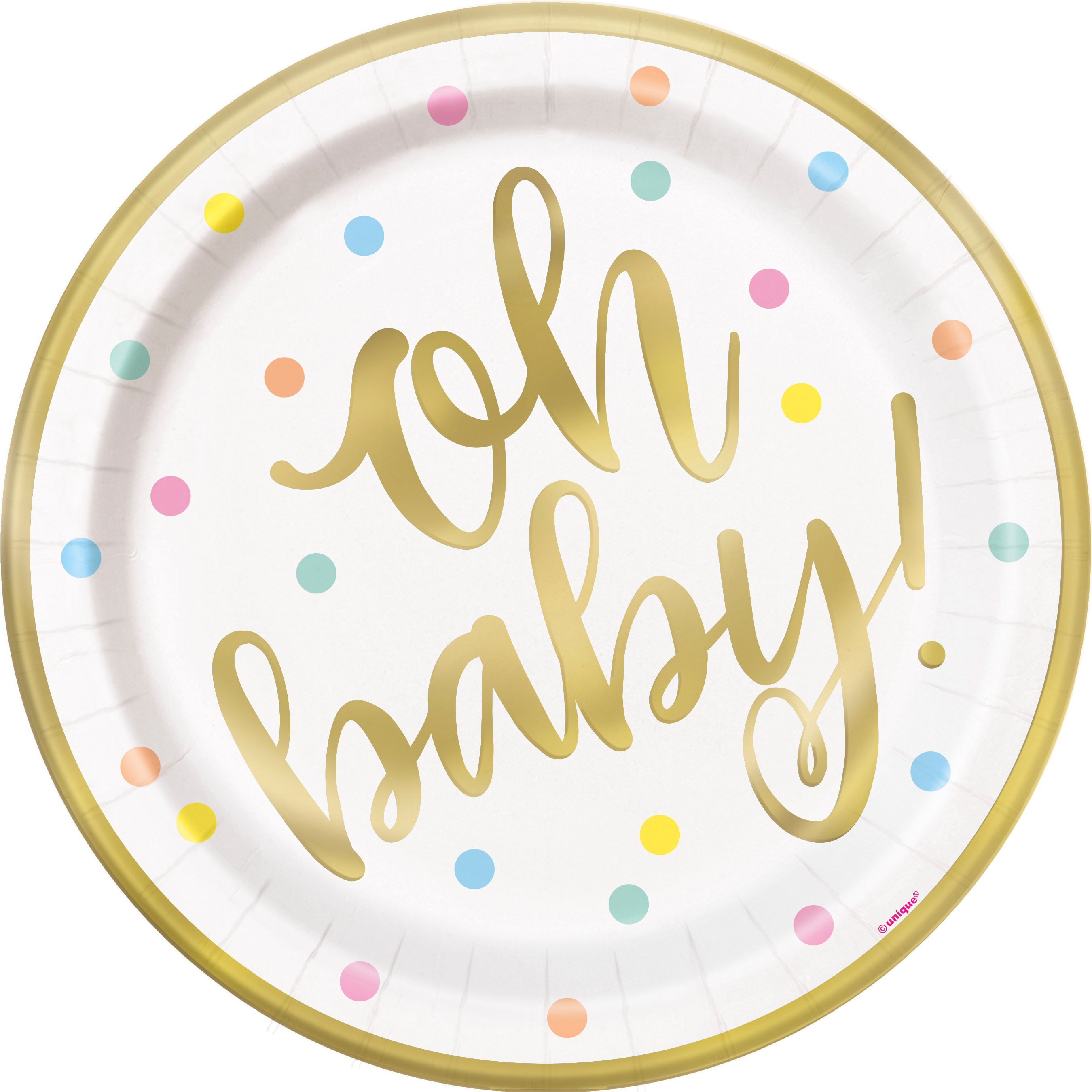 Oh baby! Baby Shower Party  9" Paper Foil Plates Pack of 8