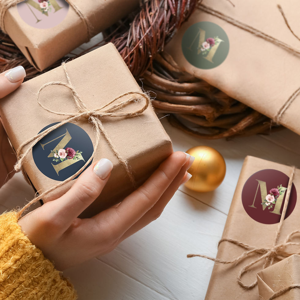 Thumbnail: Monogram Stickers| Gold Foil | Initial Envelope Seals Letter M | 9 Chic Color
