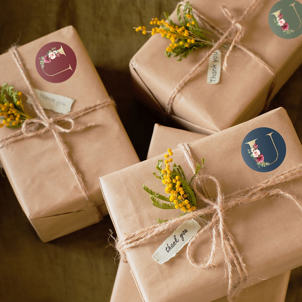 Thumbnail: Monogram Stickers| Gold Foil | Initial Envelope Seals Letter U | 9 Chic Color
