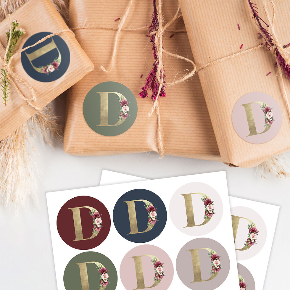 Thumbnail: Monogram Stickers| Gold Foil | Initial Envelope Seals Letter D | 9 Chic Color