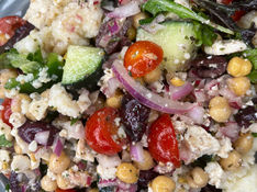 Mediterranean Style Salad with Marinated Tofu & Couscous