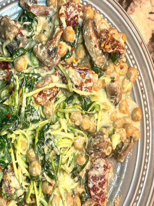 Creamy Mushroom, Herb & Sun-dried Tomato Zoodles