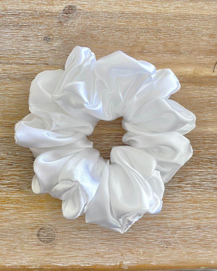 White Jambo Size Silk Scrunchies - Emma