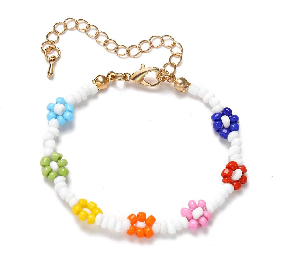 Daisy Beaded Bracelet - Rainbow