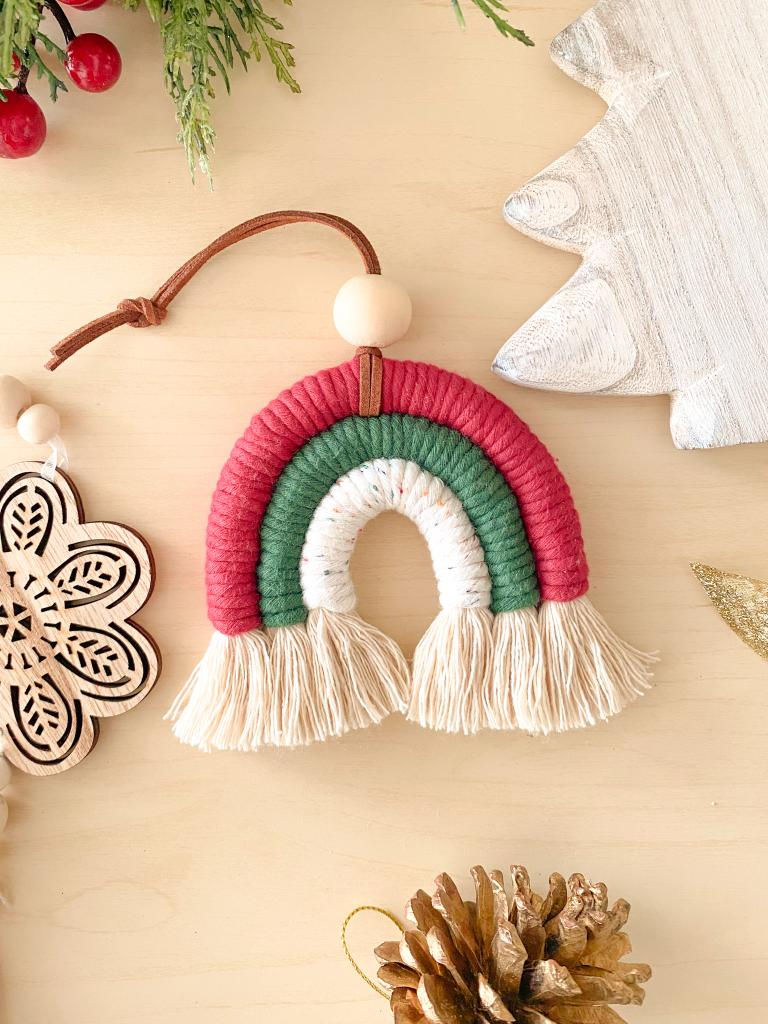Christmas Macrame Rainbow Ornament - Joy