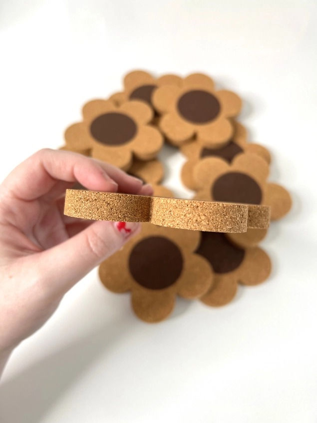Thumbnail: WHOLESALE - Flower Cork Coasters (Min: 5pcs)