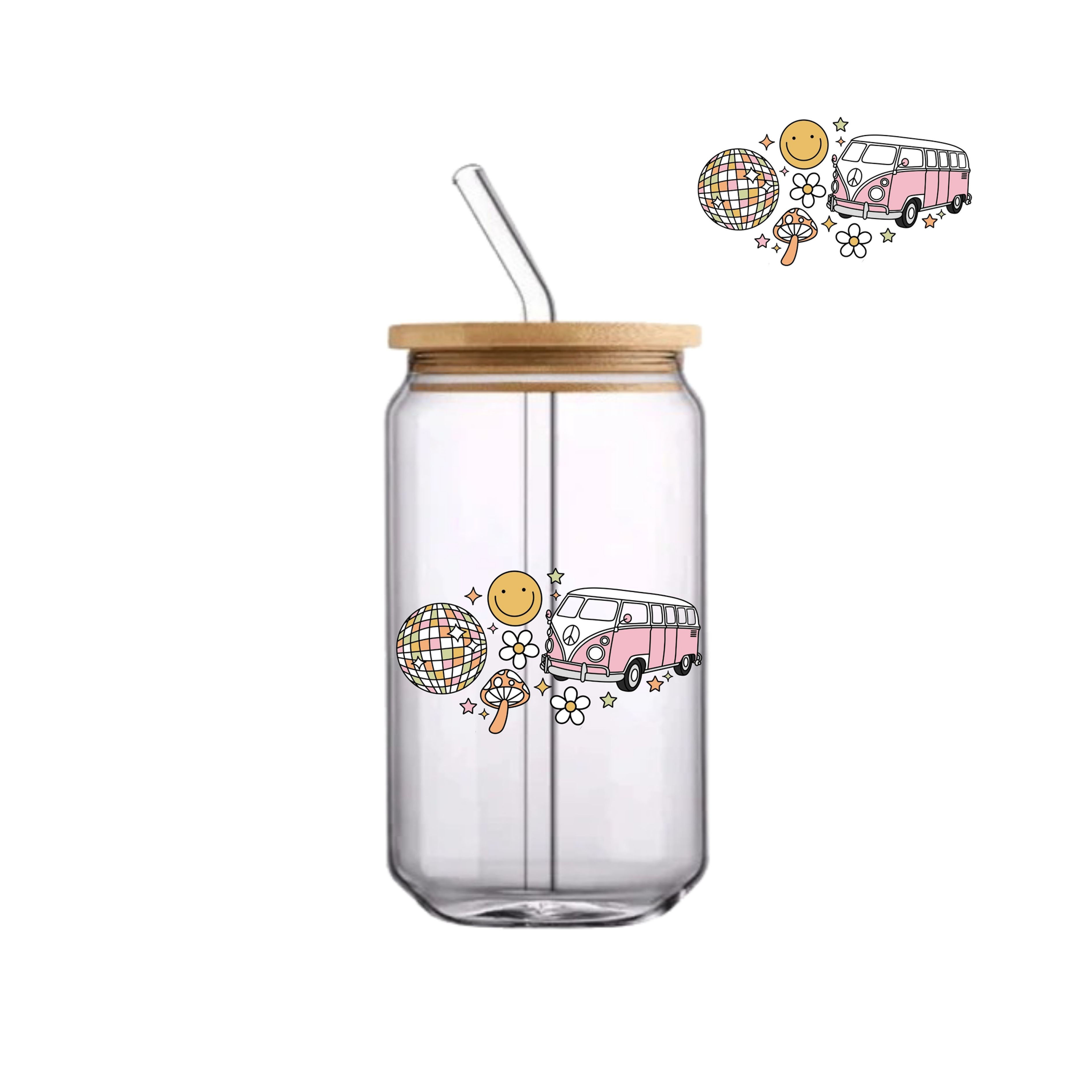 Groovy Road Trip (Pink) beer can glass tumbler