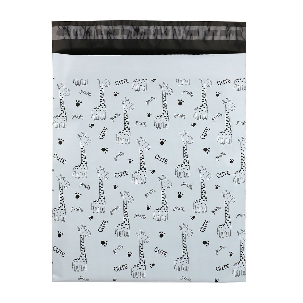 Thumbnail: 10" x 13" Giraffe Designed White Poly Mailer