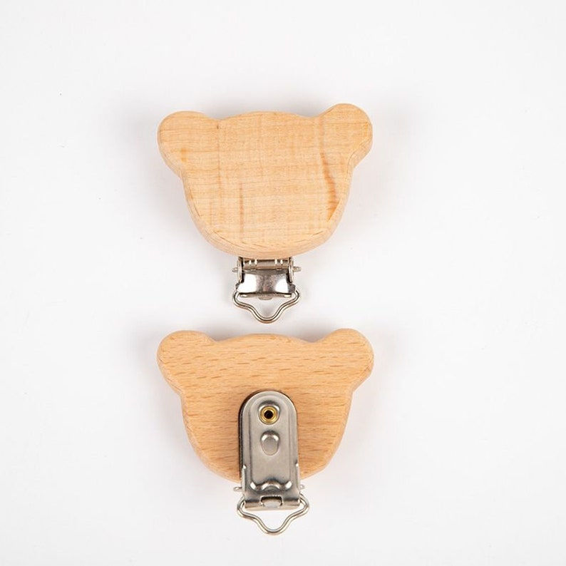 Thumbnail: Pack of 2 Wooden Animal Pacifier Clip