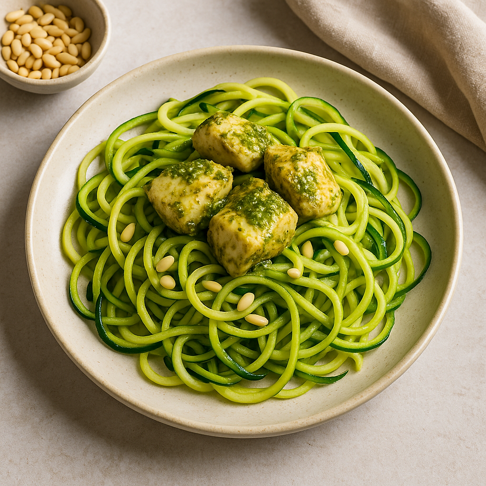 Courgette Noodles met Pesto Kip