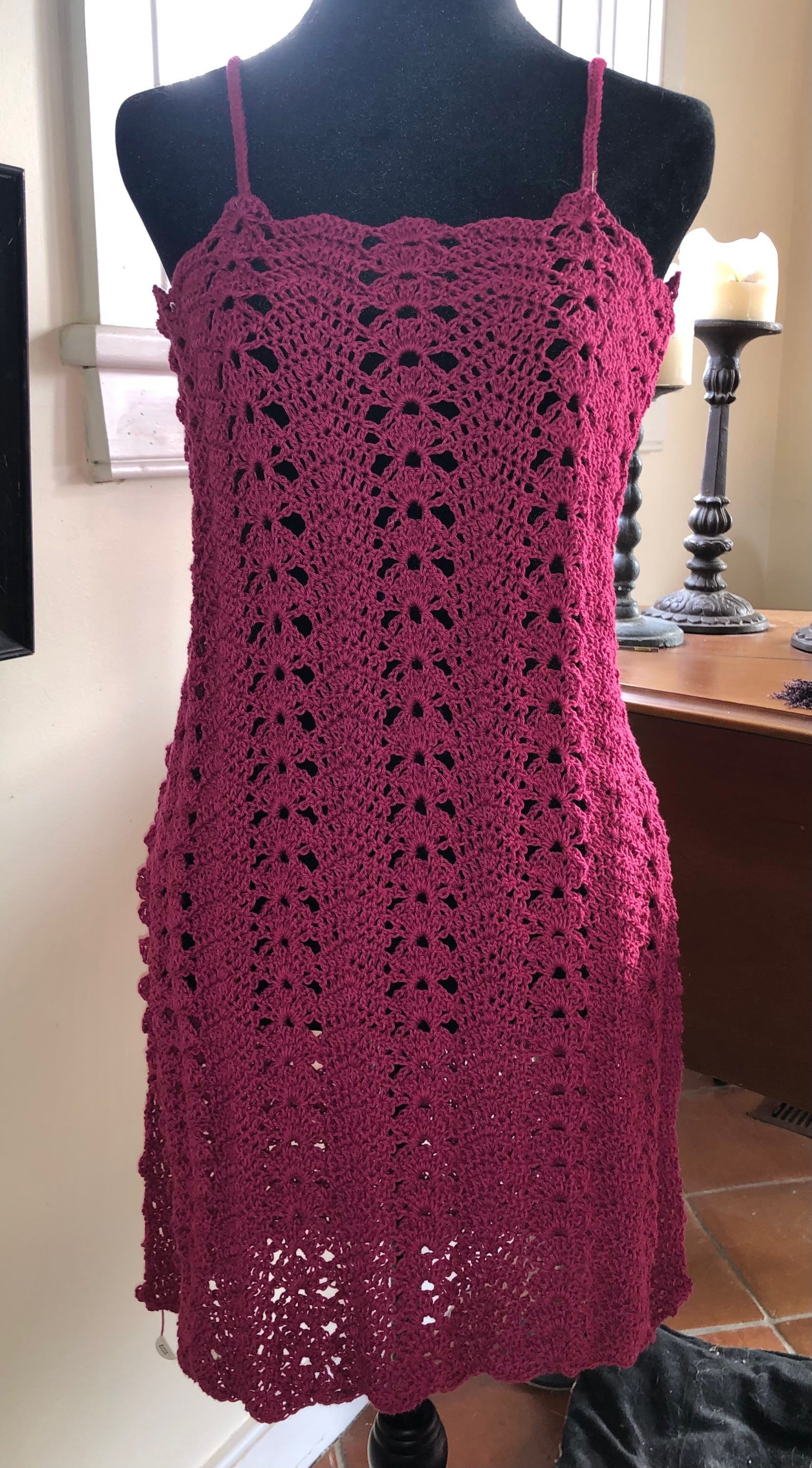 Cotton crochet slip dress