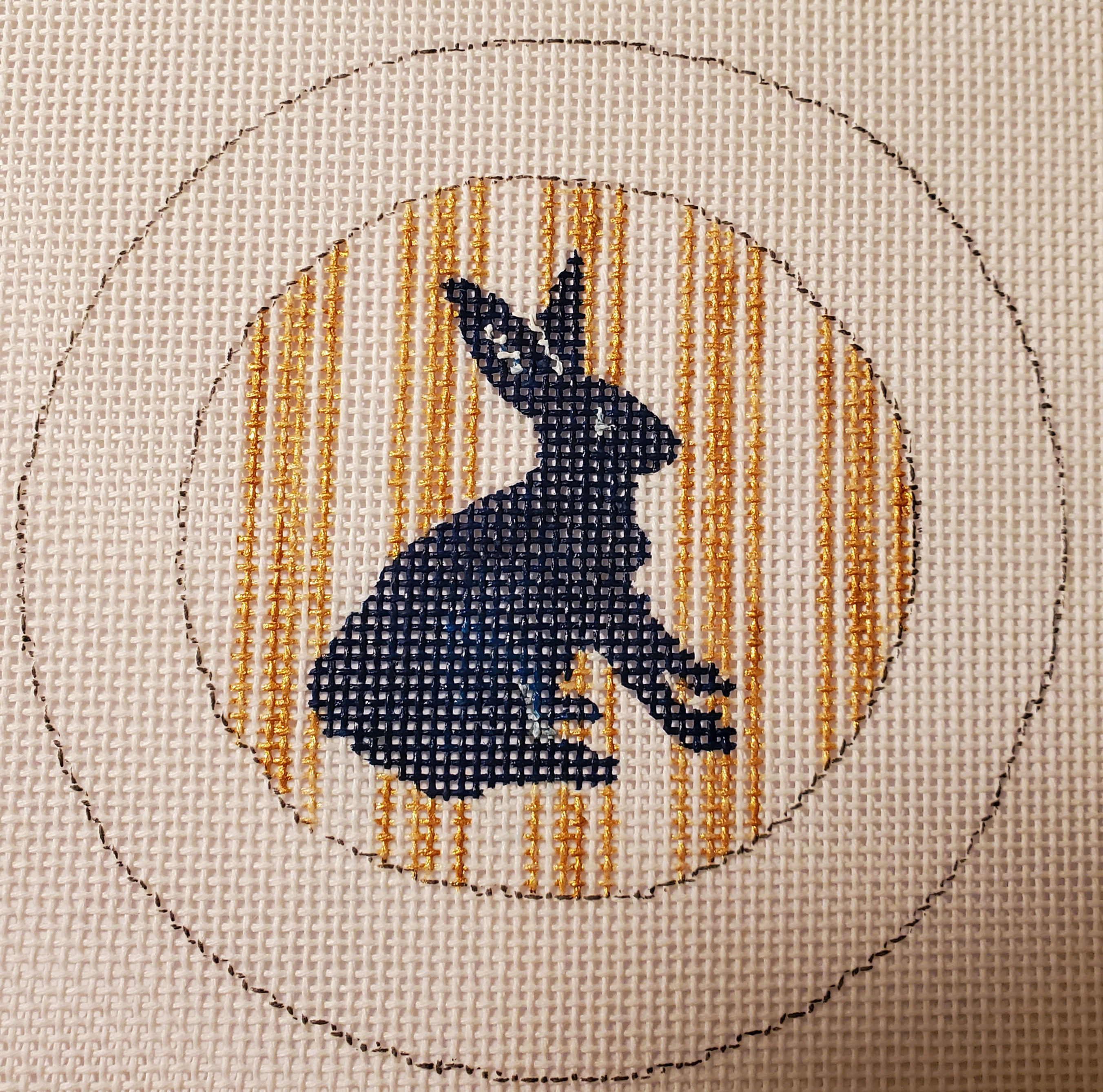 BC13 Navy Rabbit on Gold Stripes