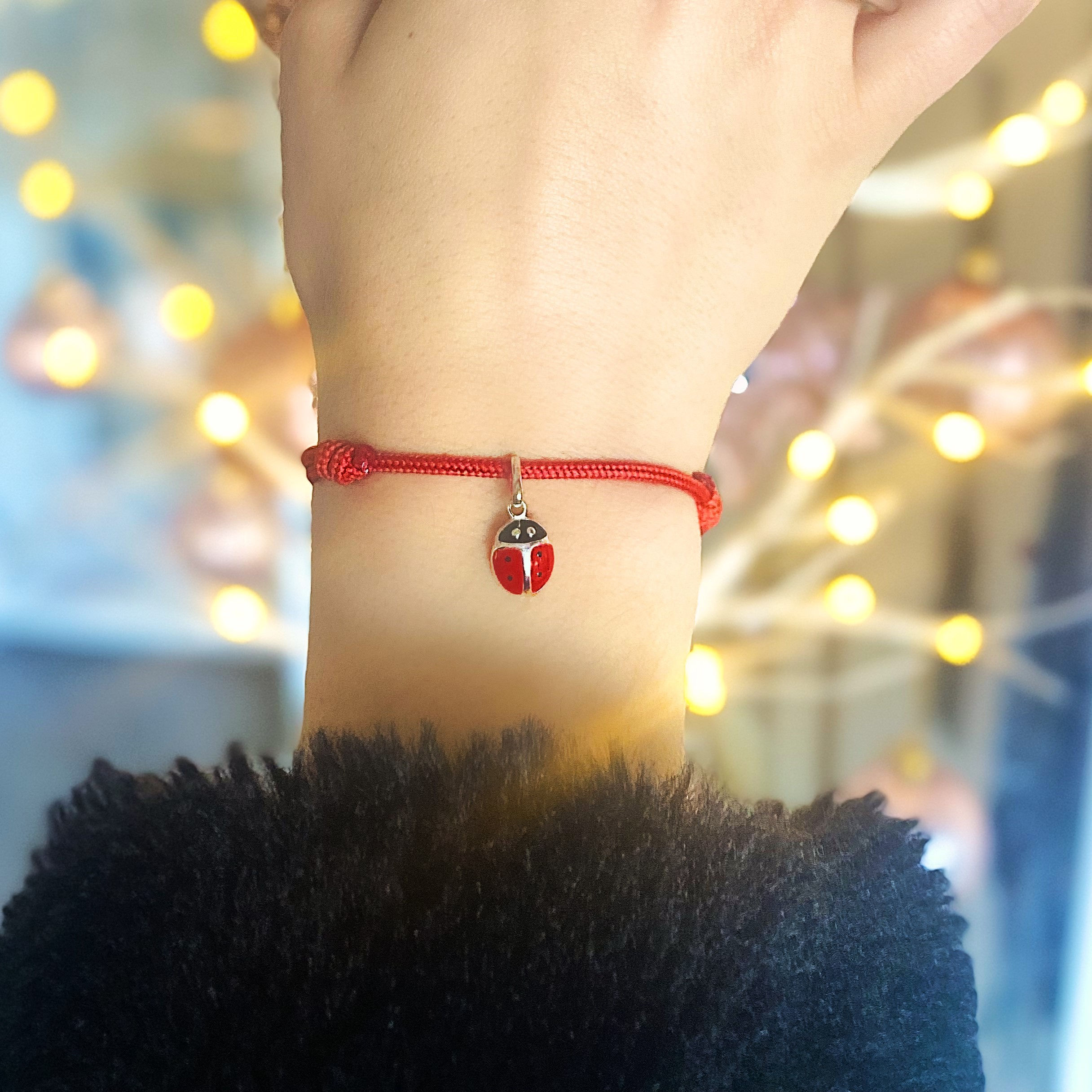 Bracelet cordon coccinelle