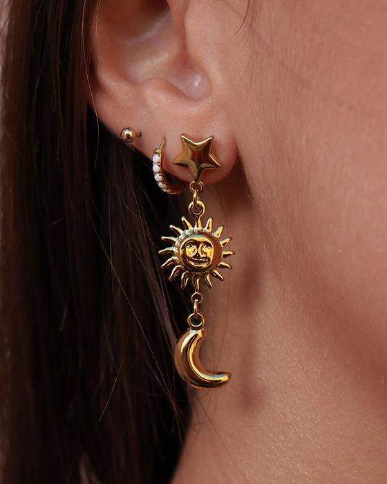 80 Pièces Breloques Soleil Lune Étoile Style Tibétain - 20 Styles Dorés Pour Fabrication De Bijoux DIY - Pendentifs, Boucles D'Oreilles - 7