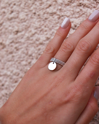Bague perles rangs grande médaille plate argent L'Atelier d'Amaya