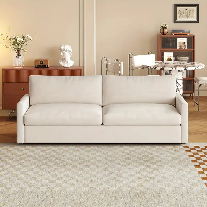 Thumbnail: Guyii 189.99cm Extra Wide Beige Velvet 2-Seater Sofa - Modern Sectional Loveseat