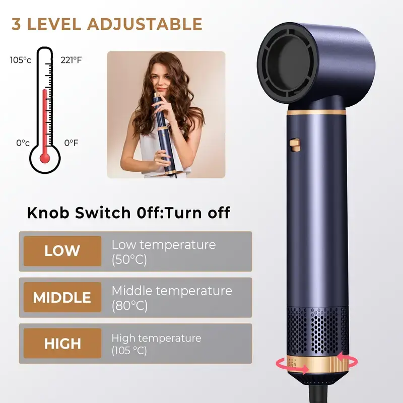 Thumbnail: UKLISS 5-in-1 Hot Air Brush & Detachable Curler - Dual Function Hair Styler with