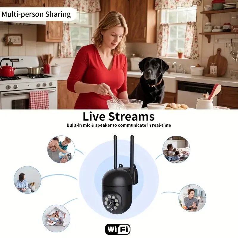 Thumbnail: 4 units of 360° pan-tilt wireless cameras with 1080P full HD  | USB power supply