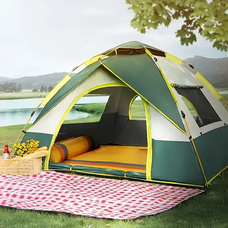 Thumbnail: Quick Setup Camping Tent for 2-4 People, Portable Durable Tent with Fiberglass