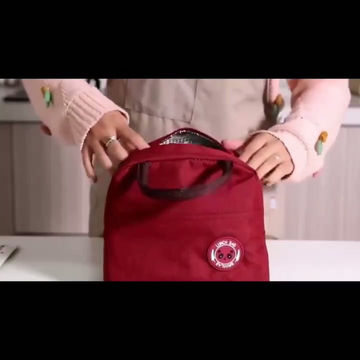 Thumbnail: Insulated Lunch Bag with Bear Pattern, Non-Woven Thermal Bento Tote, 