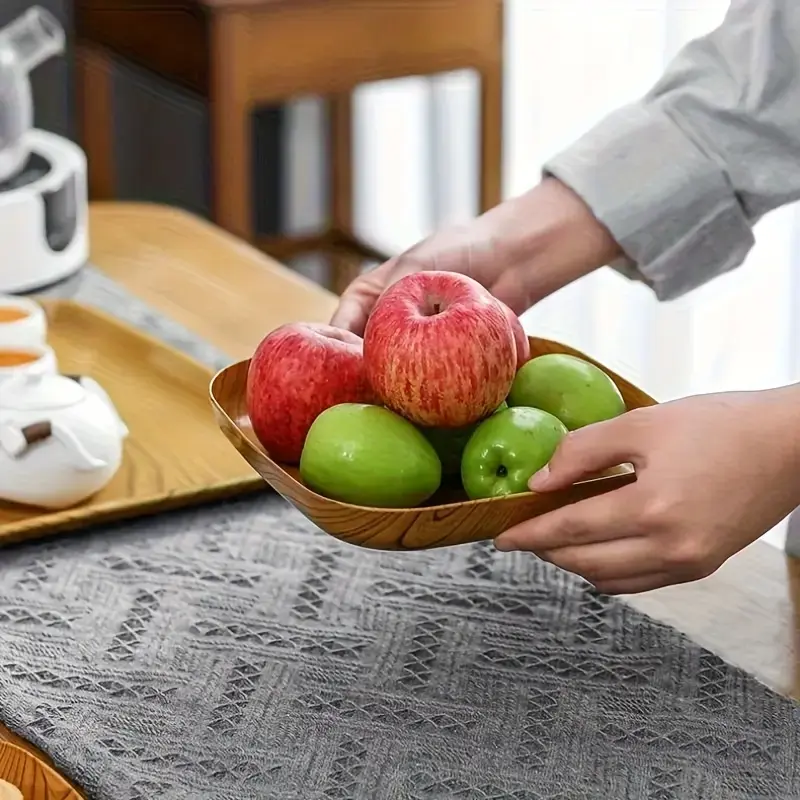 Thumbnail: 2/6pcs Reusable Imitation Wood Plastic Tray for Sushi, Appetizers, Desserts,