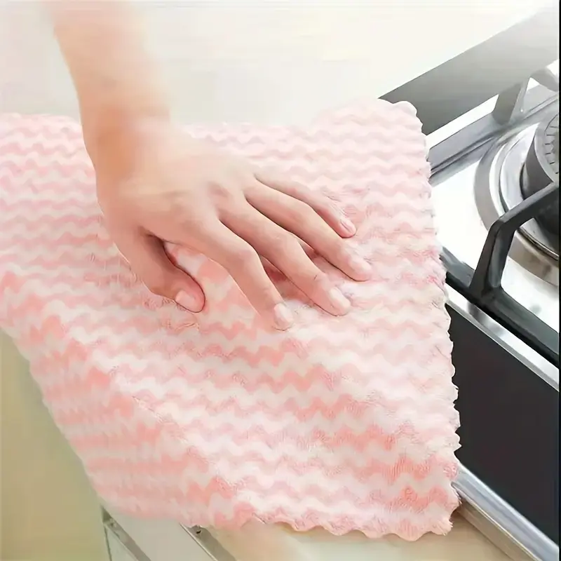Thumbnail: 10pcs Ultra-Absorbent Microfiber Cleaning Cloths - Oil & Grease Resistant,