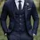 Thumbnail: NavyBlue Men'S Premium Three-Piece Suit Set, Plus Size Suits with Pants and Vest