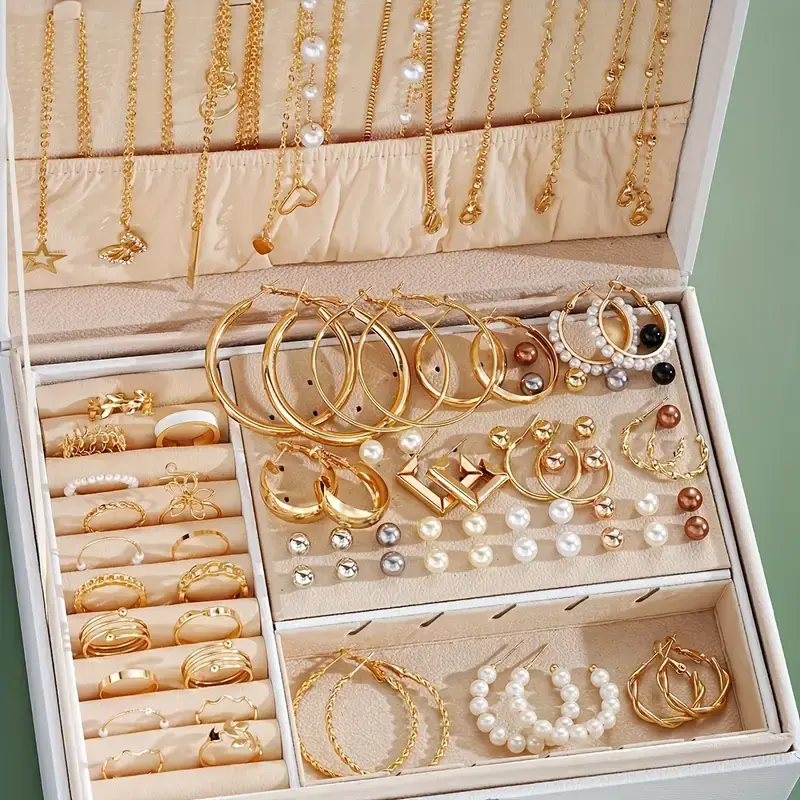 Thumbnail: 86pcs Fashionable Elegant Necklace, Earrings, Rings, and Studs Jewelry Set