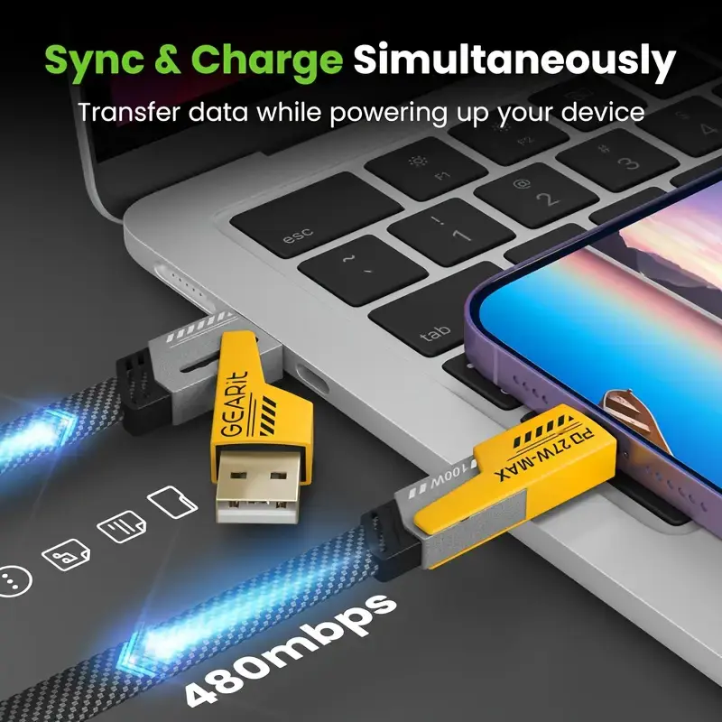 Thumbnail: 4-in-1 USB-C fast charging cable and data synchronization, suitable for USB