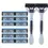 Thumbnail: Men's Manual Shaver Set, 2 Handle with 12 Replacement Blades, Safety Razor 6-Lay