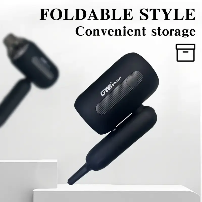 Thumbnail: GW 1300W Foldable Travel Hair Dryer with Concentrator, 3 Speed Settings, Cold & 