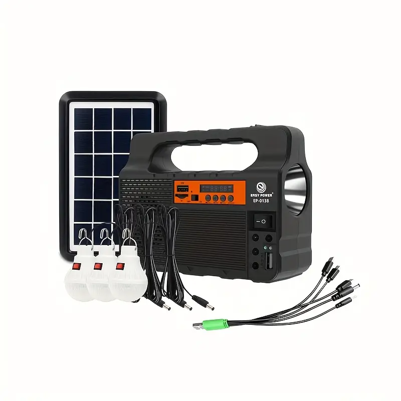 Solar Panel Power System Kit, Outdoor Camping Power Supply with Battery,