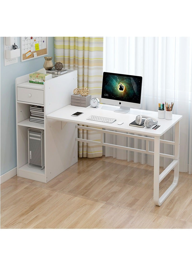 Thumbnail: Study Table Computer Desk with Bookcase 110x50x110cm White MDF