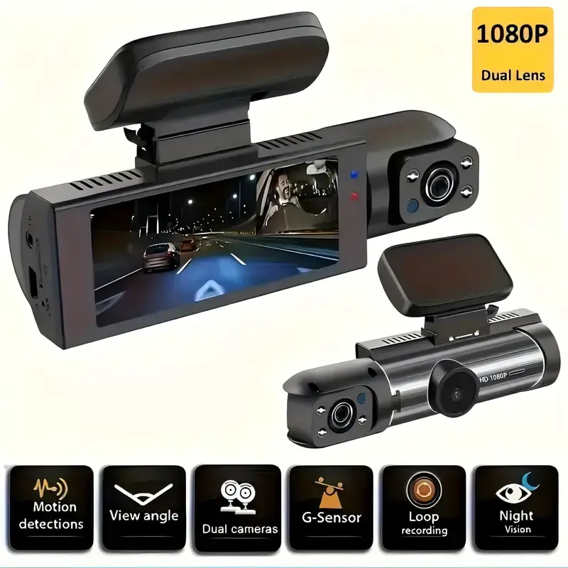 Thumbnail: Dual Camera Car Dash Cam with 8.03cm IPS Screen