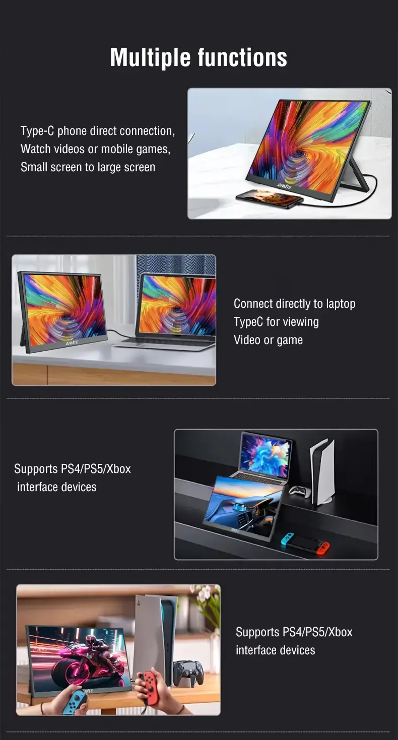 Thumbnail: Atotech 16 Inch Portable Monitor 1200P HDR 16:10 Low Blue Light for Xbox